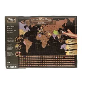 Scratch off Puzzle Reveal World Map With Flags, Gift For Travelers! 1000 Pcs NEW